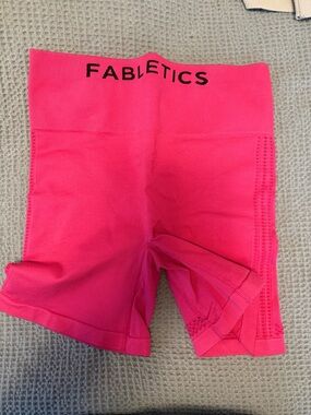 Fabletics Neon Pink Seamless High-Rise Bike Shorts